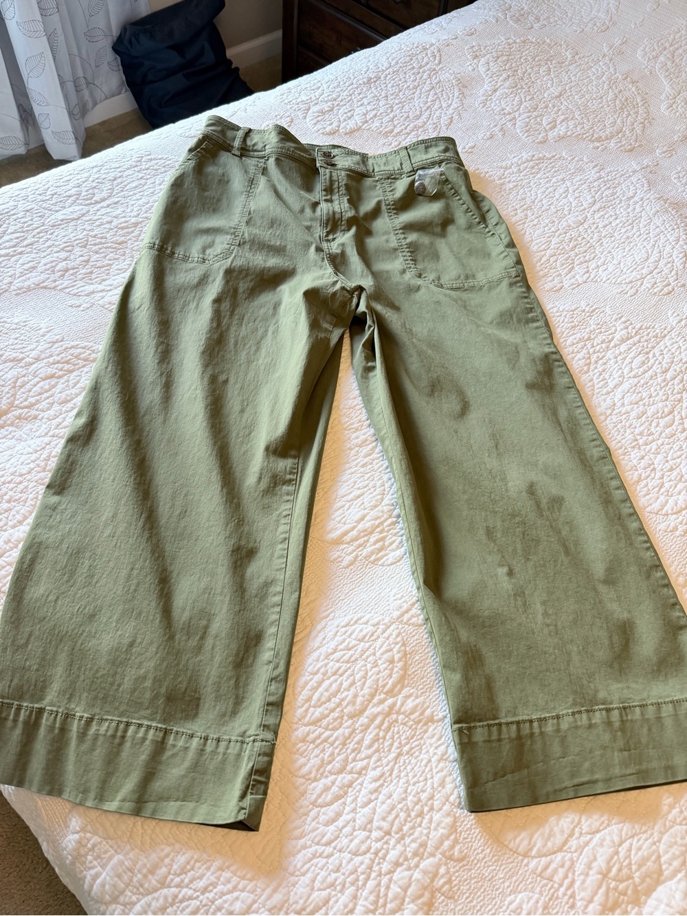 LC Lauren Conrad Olive Green Wide-Leg Utility Jeans